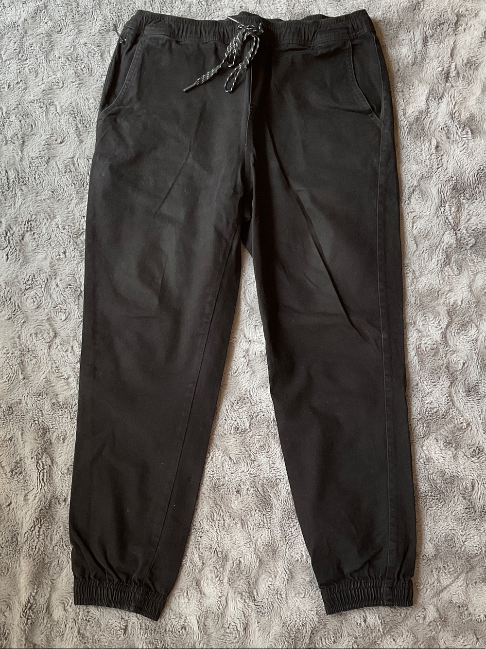 RSQ Men's Black washed Elastic Waist Cargo Joggers